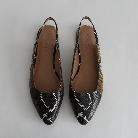 Madewell Shoes - Madewell Margot Slingback Flat Snake Leather 8 EUC